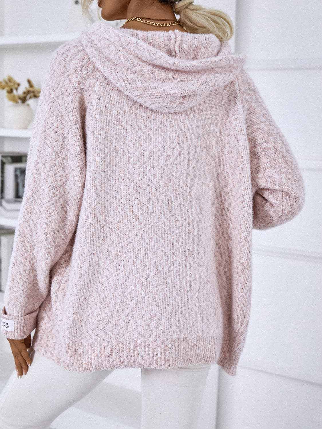 Cozy drawstring zip-up hoodie - Love Salve